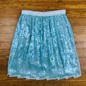 1980s Teal Silk and Sequin High Waist Skirt